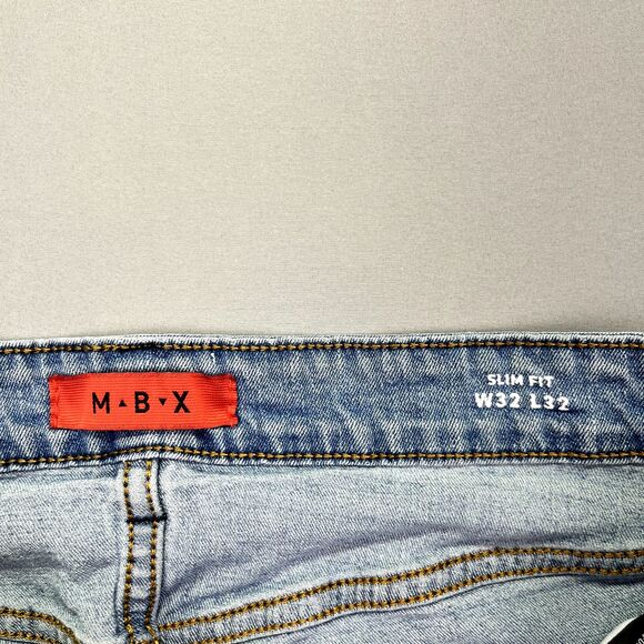 MBX Jeans Mens Blue‎ Dark Washed Slim Fit Straight Leg Casual Jeans Tag 32x32 - Picture 9 of 16